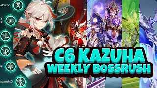 C6 Kazuha VS All Weekly Bosses  Genshin Impact [upl. by Caffrey]