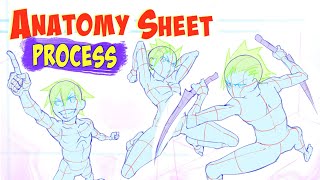 ANATOMY Sheet Full Process  Anime Manga Sketch [upl. by Maison317]