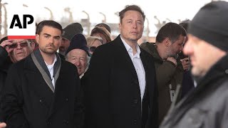 Elon Musk visits Auschwitz after uproar over antisemitism on X [upl. by Caitrin343]