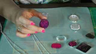 Crackle Pendant Tray Necklace Tutorial  Nail Polish Jewelry [upl. by Ahsened]