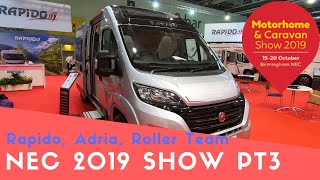 Rapido Adria Roller Team Motorhomes  Motorhome And Caravan Show NEC 2019 Pt3 [upl. by Eybbob898]