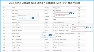 Live Inline Update data using Xeditable with PHP and Mysql [upl. by Elaynad515]