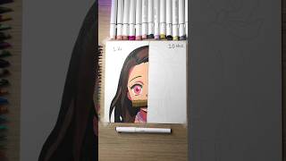 Dibujando a Nezuko 1 Hora Vs 10 Horas 🤩 Con marcadores Ohuhu 😎 art drawing shorts [upl. by Akinorev83]