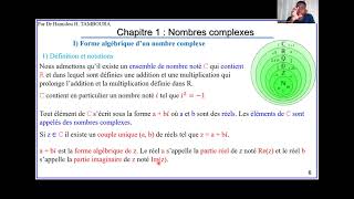 Mathématiques Niveau Terminale DChapitre 1Nombres complexes Partie 1Forme algébrique [upl. by Geno]