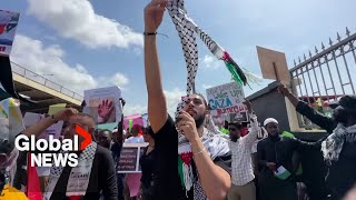 IsraelHamas Hundreds join proPalestinian protests in Ghana France and Pakistan [upl. by Llemaj590]