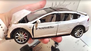 Unbelievable crash test Tesla Model S Full Destroyed scale car [upl. by Enautna]