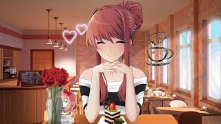 Taking Monika to a date in a cafe Monika After Story mod  Extra submod [upl. by Wainwright]