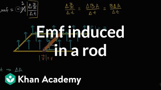 Emf induced in rod traveling through magnetic field  Physics  Khan Academy [upl. by Maisie]