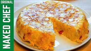 SPANISH OMELETTE  How to make recipe  Tortilla de Patatas with Chorizo [upl. by Lamont]