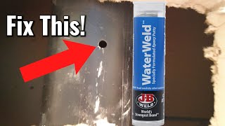 How to Fix Hole in PVC Drain Pipe with JB Water Weld [upl. by Einnep]