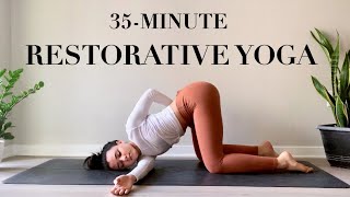 Restorative Yoga  Meditation  No Props 35Minute Relaxing Practice [upl. by Reinwald]