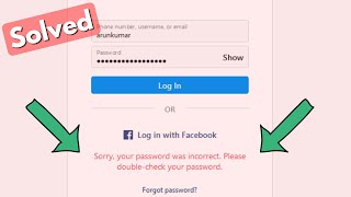 Fix sorry your password was incorrect please double check your password instagram login error [upl. by Olinde292]