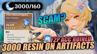 I Spent 3000 Resin on Artifacts and it Ruined my F2P Account Using Fragile Resin  Genshin Impact [upl. by Tisdale]