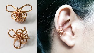 Simple butterfly ear cuff  handcrafted copper jewelry 348 [upl. by Bobine]