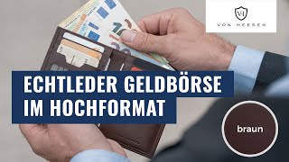 VON HEESEN – Hochformat Geldbörse mit CRYPTALLOY® RFIDSchutz und 8 Kartenfächern braun [upl. by Raybourne]