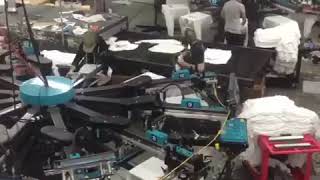 Printing tshirts on the triple auto press using Permaset waterbased inks [upl. by Zetana]