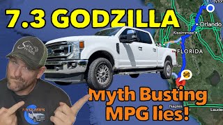 73 Godzilla Towing over 200 miles Myth Busting MPG Lies Super Duty F250 [upl. by Pollie]