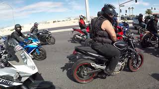 Las Vegas Group Motorcycle Ride with Famous Youtubers to Mandalay Bay in 2018 on my Yamaha MT09 [upl. by Inalawi66]