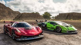 Forza Horizon 5 Drag Race Koenigsegg Jesko vs 1600HP Lamborghini Essenza SCV12 [upl. by Sikorski468]