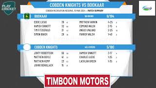 South West Cricket Association  Bushmans Tanks Div 1  Semi Finals  Cobden Knights v Bookaar [upl. by Tarsuss]