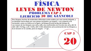 EJERCICIOS DE FÍSICA GIANCOLI CAP 5 LEYES DE NEWTON EJ 20 [upl. by Fong]