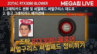 구독자 사연 조탁 3080 게이밍 블로어 ZOTAC BLOWER 분해 후 써멀패드 메탈패드 교체 thermalpad thermalgrease [upl. by Akiehs280]