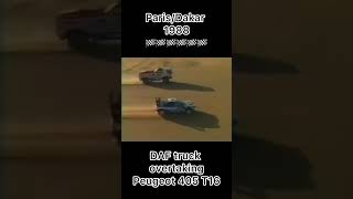 DAF Truck overtaking Peugeot 405 T16 😱 dakar motorsport truck truckdriver racing driving omg [upl. by Ynnaej]