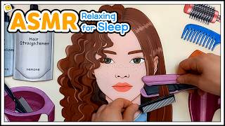 💸paperdiy💸 Relaxing ASMR Hair Salon  Straight Perm for Sleep 💤 잠이 솔솔오는 미용실 매직스트레이트 🔇No music 종이놀이 [upl. by Adeehsar]