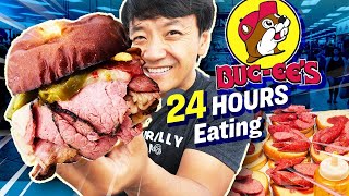 24 Hours Eating ONLY at The Worlds LARGEST Gas Station Bucees  100 Foods to Eat BEFORE You Die [upl. by Lleinad]