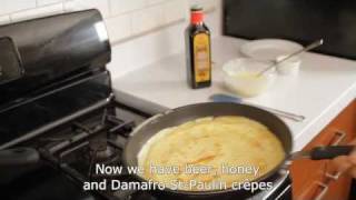 Recipe Damafro StPaulin Beer and Honey Crêpe Batter with Tomato CaBrie Béchamel Sauce [upl. by Haelem]