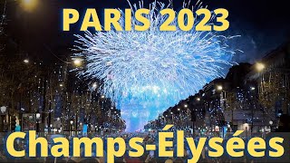 PARIS NEW YEAR 2023 ChampsÉlysées FIREWORKS  FOGOS DE ARTIFÍCIO paris newyear2023 champselysees [upl. by Aiyn]