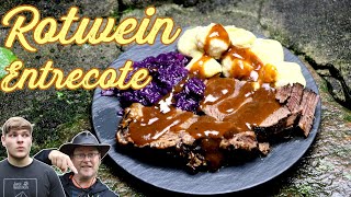 quotRotwein Entrecotequot aus dem DUTCH OVEN  Mega zarter Rinderbraten  Entrecote vs Falsches Filet [upl. by Lawrence157]