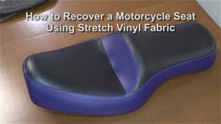 How to Recover a Motorcycle Seat Using Stretch Vinyl Fabric  Using Allsport Vinyl [upl. by Eisle684]