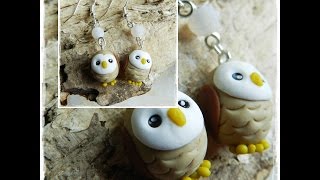 Let´s knet  Polymer clayfimo Tutorial Owl earrings [upl. by Slaohcin]