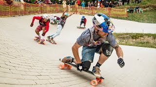 HeadtoHead Skateboard Race on a Pump Track [upl. by Akined341]