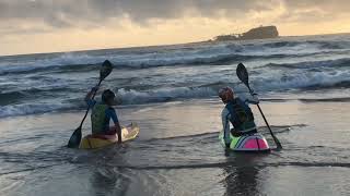 SURF KAYAKING LAUNCH MUDJIMBA BEACH [upl. by Annahsat970]