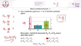 10Sınıf MEB Fizik Kazanım Kavrama Testi7 Basınç ve Kaldırma Kuvveti1 20192020 [upl. by Files]