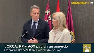 EN DIRECTO PP y VOX alcanzan un acuerdo de Gobierno de coalición en el ayuntamiento de Lorca [upl. by Haikezeh]