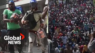 Thousands protest in Haiti against Canada US sending police and military supplies [upl. by Heady49]