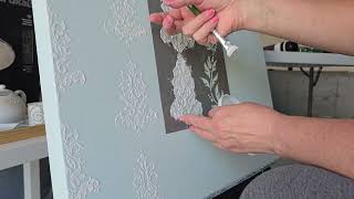 Stencils on Canvas with Modeling Paste  Fancy Faux Panel [upl. by Neils]