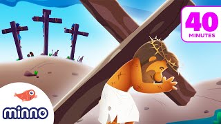 The Story of Jesus Death for Kids PLUS 7 More Cartoon Bible Stories for Kids [upl. by Aihtyc593]