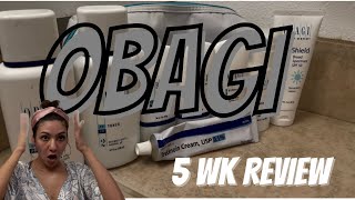 OBAGI Nu DERM 5 Week Review  Pm Routine  Lighten Hyperpigmentation reduce fine lines [upl. by Egiedan]