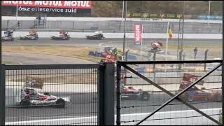 BriSCA F1 Stockcars  1 Tom Harris wiped out by 400 Roy Maessen  Raceway Venray World Cup [upl. by Rexford]