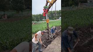 Excavator spiral rod drilling and piling construction process [upl. by Joscelin]