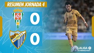 CÓRDOBA CF 0  0 MÁLAGA CF  RESUMEN JORNADA 4 LALIGA HYPERMOTION [upl. by Anthiathia]