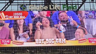 Texas Rangers Hot Dog cam Dollar hot dog day 7324 [upl. by Vasiliu]