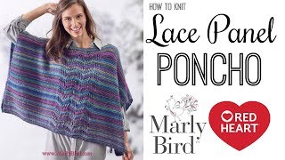 How to Knit Beginner Lace Panel Poncho [upl. by Betteanne]