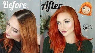 How I touch up my roots and color at home WITHOUT BLEACH  Orange hair DIY [upl. by Scales]