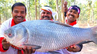 Big size Katla fish Curry cooking for village people  20 kg katla fish kalia  villfood Kitchen [upl. by Anneliese]