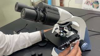 How To Use E Binocular Microscope Parts assembly setting using focusing adjustments condenser Abron [upl. by Aeslek]